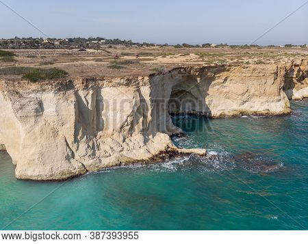 The Coastline With Cliffs And Caves At The Plemmirio, Syracuse