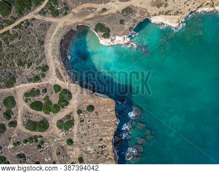 The Coastline With Cliffs And Caves At The Plemmirio, Syracuse