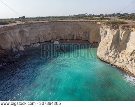 The Coastline With Cliffs And Caves At The Plemmirio, Syracuse