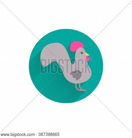 Cock Colorful Flat Icon With Long Shadow. Cock Flat Icon