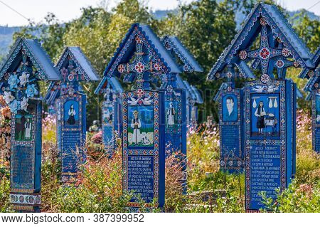 Sapanta, Maramures, Romania - September 18, 2020: The Merry Cemetery, Famous In The World For Its Co