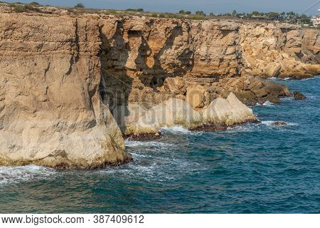 The Coastline With Cliffs And Caves At The Plemmirio, Syracuse