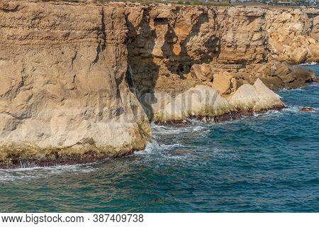 The Coastline With Cliffs And Caves At The Plemmirio, Syracuse
