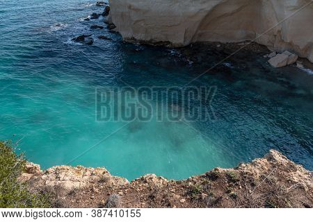 The Coastline With Cliffs And Caves At The Plemmirio, Syracuse