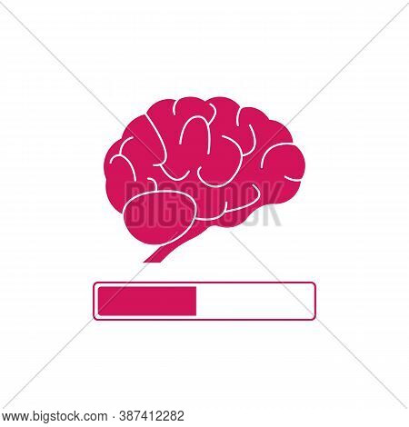 Brain Icon. Progress Loading Bar. Pink Marrow. Knowledge And Intelligence Boost Meter