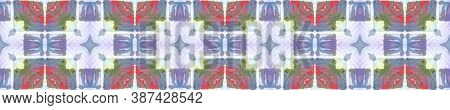 Arab Pattern. Abstract Shibori Motif. Green, Blue, Red, Indigo Seamless Texture. Repeat Tie Dye Orna