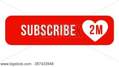 Subscribe - Button Red Color With Handon Transparent Background. Vector Illustration.