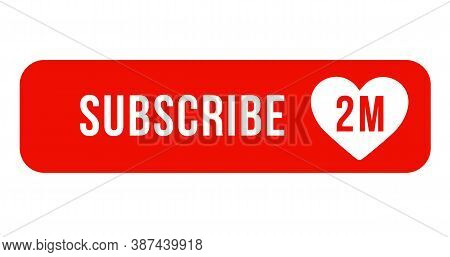 Subscribe - Button Red Color With Handon Transparent Background. Vector Illustration.