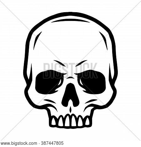 Skull Without Jaw Vintage Concept In Monochrome Style Isolated Vector Illustration