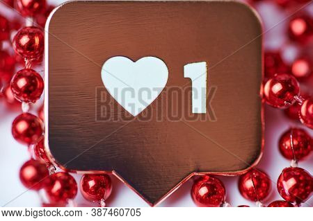 Like Heart Symbol. Like Sign Button, Symbol With Heart And One Digit. Social Media Network Marketing