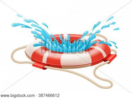 Life buoy for drowning rescue on water. Isolated on white background. 3D illustration.