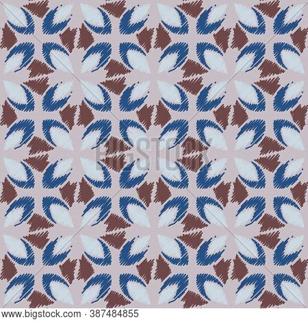 Ikat Colorful Seamless Ornament Pattern. Ethnic Indigo Tite Repeat Background For Textile, Wallpaper