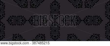 Black Floral Damsk Onament Seamless Patternon Color Background. Design For Fabric, Apparel Textile, 