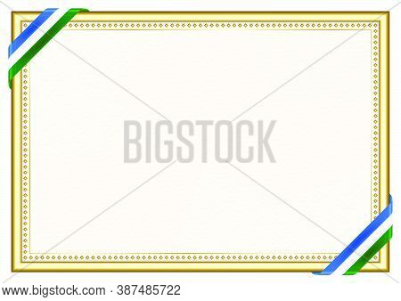 Horizontal  Frame And Border With Bashkortostan Flag, Template Elements For Your Certificate And Dip