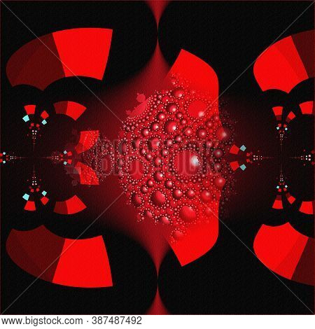 Apollonian Gasket Or Apollonian Net Red And Clack Fractal Pattern. Pomegranate Juice Tile   3d Illus