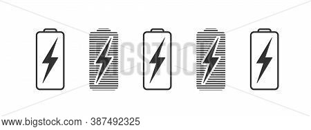 Mobile Phone Charging Icons. Wireless Charging Icon Concept. Charging Icons With Lightning. Vector I