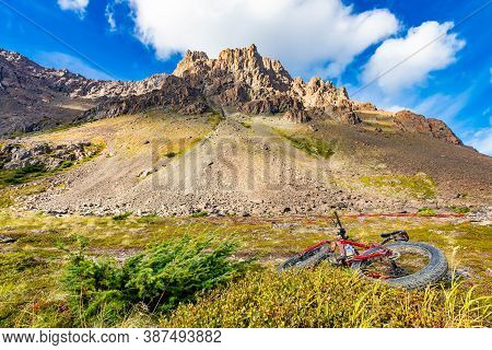 Scenic View Of Alaskan Flattop Glen Alps With Mountain Bikes