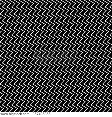 Diagonal Zigzag Lines Seamless Pattern. Angled Jagged Stripes Ornament. Linear Waves Motif. Curves P
