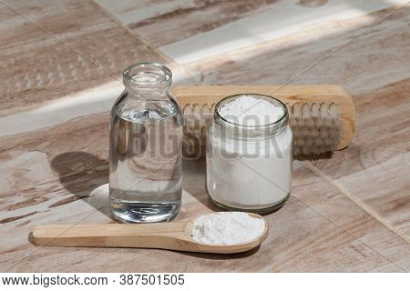Baking Soda - Sodium Bicarbonate And Vinegar, Photo On The House Floor.