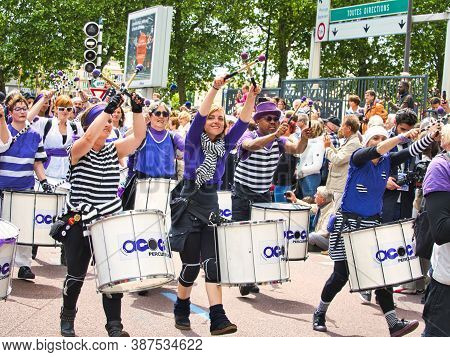 Rouen, France - June Circa, 2019. Unidentified Sailors Parade In Streets At The Festival Of The Navy