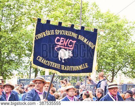 Rouen, France - June Circa, 2019. Unidentified Sailors Parade In Streets At The Festival Of The Navy