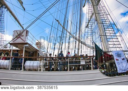 Rouen, France - June Circa, 2019. Part Of The Four Masted Ailing Ship Santa Maria Manuela, Ex Portug