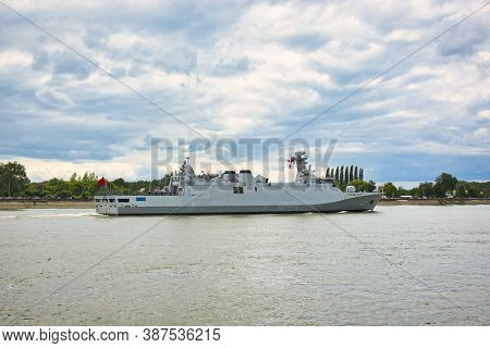 Rouen, France June Circa, 2019. Tarik Ben Ziyad Frigate Boat From Morocco, At Armada Exhibition Meet