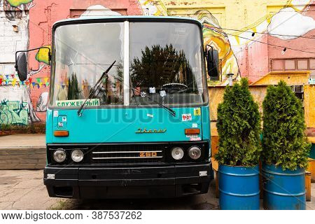 Minsk, Belarus - September 20 2020: Bus Ikarus 250 Used As A Street Cafe In Minsk.