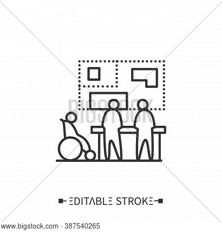 Planning Of City Line Icon. Infrastructure Development. Smart City For Disabled People. Barrier-free