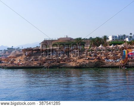 Sharm El Sheikh, Egypt - September 9, 2020: The View From Sea Of Hotel Jaz Fanara Resort 4 At Sharm 