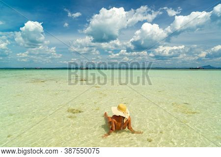 Beautiful Woman at the beach in Poda island  Thailand