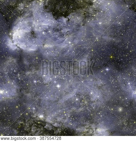 Galaxy Pattern Repeated Design. Blue Abstract Background. Galaxy Pattern For Wrapping Paper, Fabric 