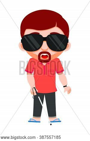 Blind Man, Handicapped, Disabled Person,  Character, Walking On Floor