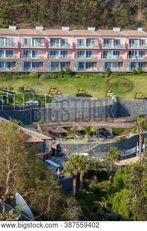 Cabo Girao, Madeira, Portugal - April 18, 2018: Apartments Near Cabo Girao On Madeira Island, Portug