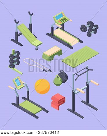 Fitness Equipment Isometric Large Set. Dumbbells With Removable Weights Lounger Lifting Bar Swedish 