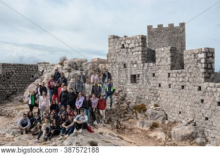 Omis Croatia September 2020 Group Of Erasmus International Students From All Over Europe Posing Toge