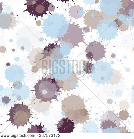 Watercolor Paint Transparent Stains Vector Seamless Wallpaper Pattern. Sprawling Ink Splatter, Spray