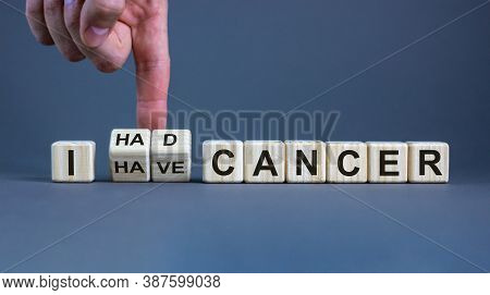 Symbol For A Succesful Cancer Treatment. Hand Turns Cubes And Changes The Expression 'i Have Cancer'