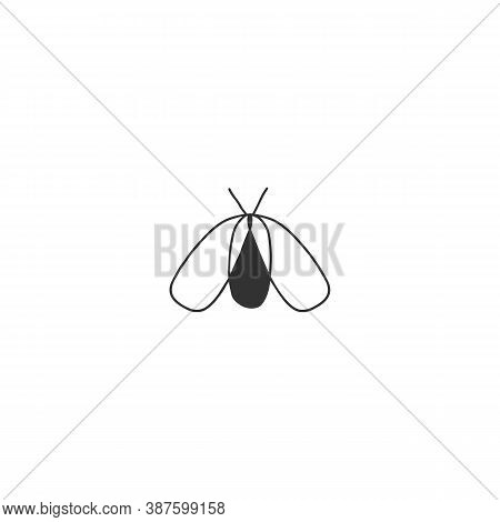 Vector Insect Icon, A Cicada, Butterfly. Hand Drawn Simple Illustration.