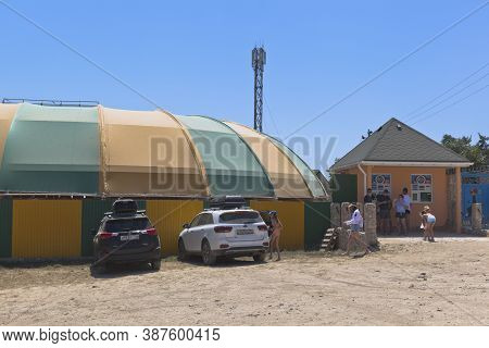 Chernomorsky District, Crimea, Russia - July 21, 2020: Dolphinarium On The Bolshoy Atlesha Of The Ta