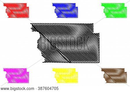 Woodbury County, Iowa (u.s. County, United States Of America, Usa, U.s., Us) Map Vector Illustration