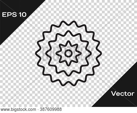Black Line Bicycle Cassette Mountain Bike Icon Isolated On Transparent Background. Rear Bicycle Spro
