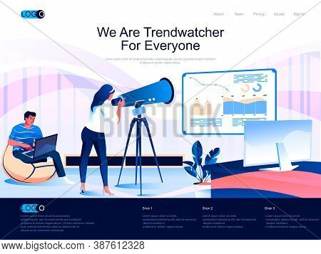 We Are Trendwatcher For Everyone Isometric Landing Page. Trend Watching And Marketing Research Isome