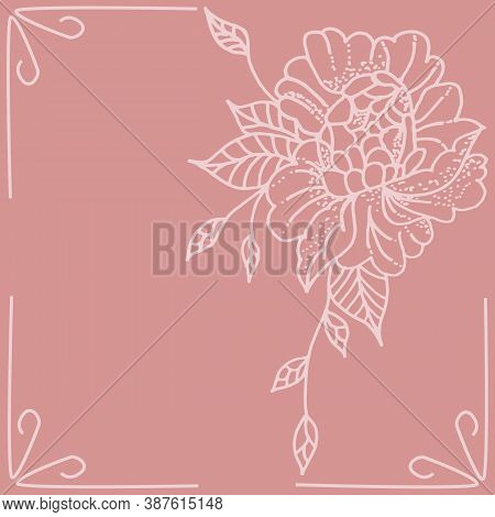 Mockup For Decorating Social Media Ribbon. Background In Pastel Colors With A Flower. Vector Illustr