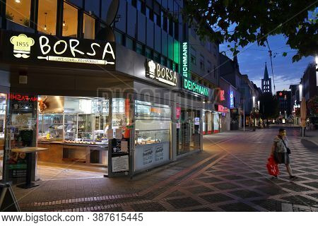 Gelsenkirchen, Germany - September 16, 2020: People Visit Downtown Gelsenkirchen, Germany. Gelsenkir