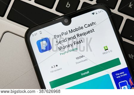 Krakow, Poland - September 30, 2020:  Paypal Application  In Google Play Store. Paypal Is An Online 