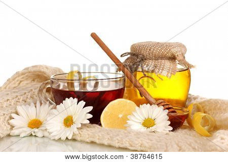 Gesunde Zutaten für die Stärkung der Immunität auf warmen Schal, isolated on white