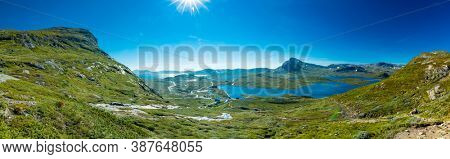Hiking in amazing Jotunheimen National Park in Norway, Synshorn Mountain