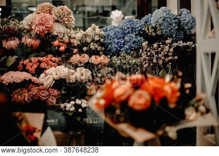 Colorful Flowers In A Flower Shop Window
