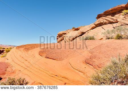Geological Rock Hill With Stratification Effect From Weathering Over Millennia